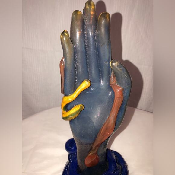 French Art Nouveau Style Art Glass Hand - Picture 4 of 9